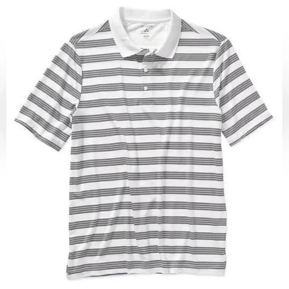 George Men's Black Stripe Short Sleeve Polyester Polo Shirt